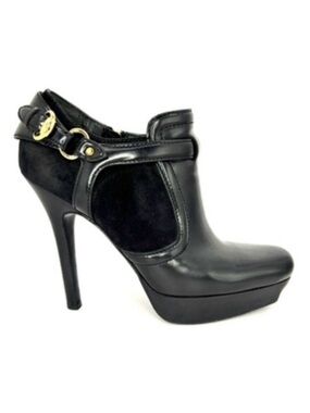 GUCCI Black Patent Leather Platform Ankle Booties | 38.5